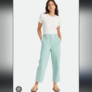 Brixton Vancouver Leprechaun Preppy Green and White Mini Check Wide Leg Pant